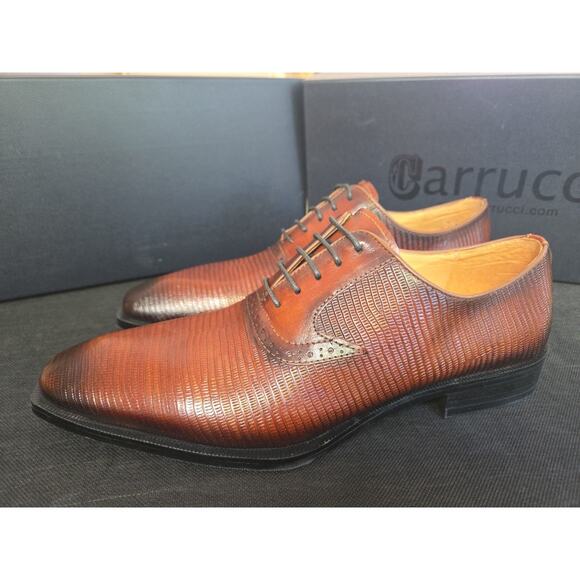 NWB Garrucci Leather Embosset Lizard Leather Loafers Shoes Size 9.5B Cognac main image 4